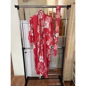 NATORI Womens Medium Magnolia Floral Charmeuse Robe Kimono Satin Lounge Pockets